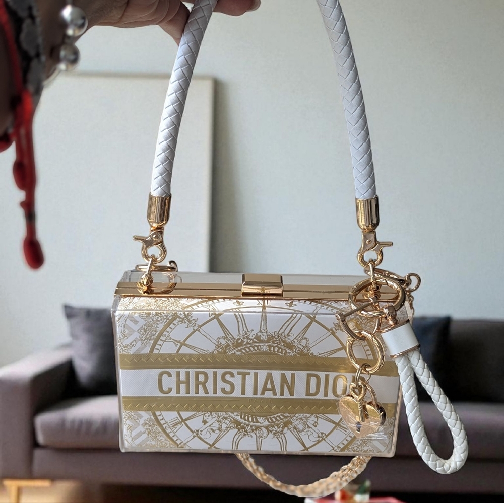 CD Upcycled Paper Shopping Bag Acrylic Clutch